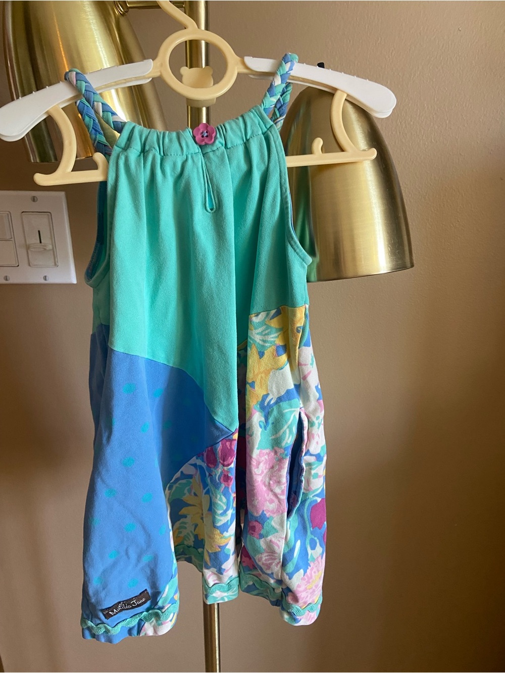 Girls' Teal & Blue Patchwork Summer Dress Top